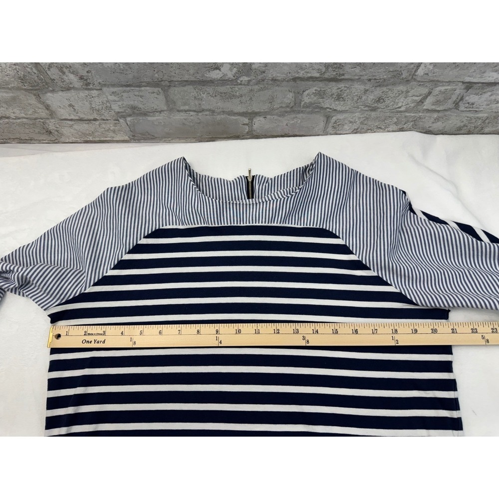 Vineyard Vines Tee Top Womens Large Blue White Nautical Striped Zipper Back - Picture 6 of 10